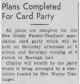 Plans Complete For A Card Party Plans Complete For A Card Party