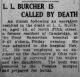 L. L. Burcher Is Called By Death